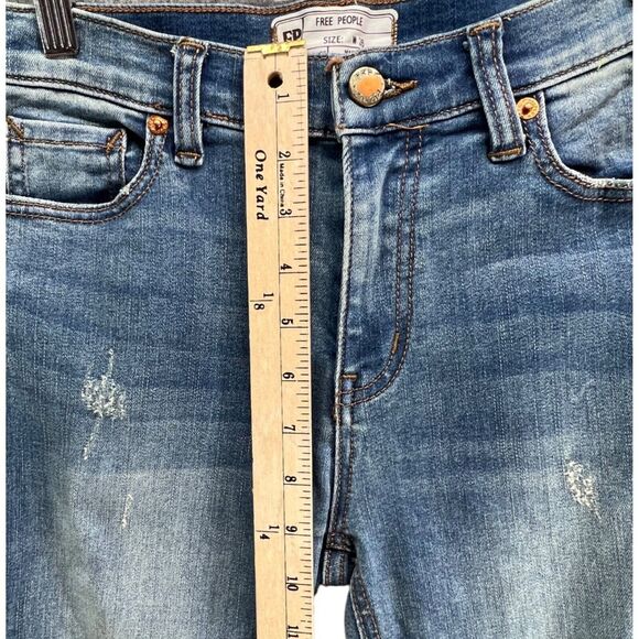 Free People Great Heights Jeans Womens 26 Blue Frayed Skinny Distressed Stretch - Picture 7 of 13